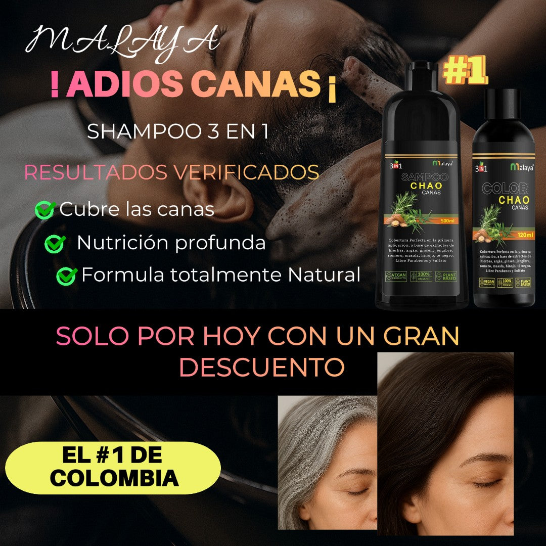 SHAMPOO 3 en 1 ANTI CANAS de 500ML+TRATMIENTO+ envió gratis